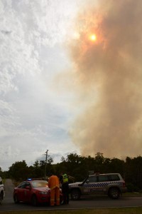 Water bombing contains fire