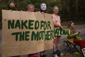 Protesters’ bare cheek