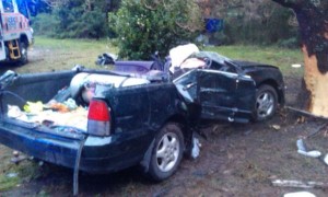 Crash victims trapped in car