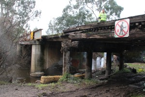 Demolition of historic bridge underway