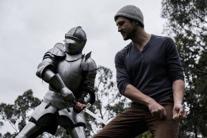 Medieval movie in the forest