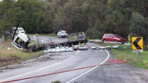 Truck Rollover on the corner of Symes and Healesville-Koo Wee Rup Roads