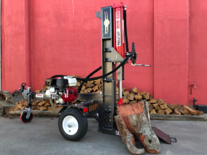 Log splitters and chippers on display