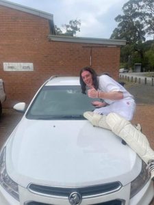 Century marked with a cricket ball through the captain’s car