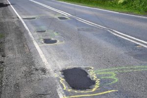 Vandals graffiti potholes in East Warburton