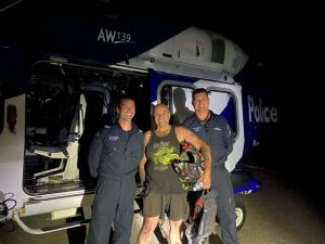 Dirt bike rider rescued by chopper from dense bushland in Cambarville