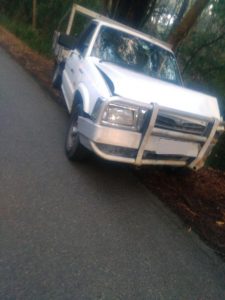 Motorists help push possible stolen ute off road in Hoddles Creek