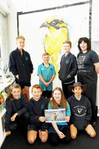 Helmeted honey-eater centre of Primary School project