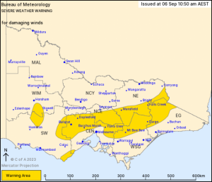 Severe wind warning for damaging winds