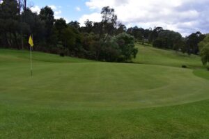 Bell blitzes course under cloudy skies